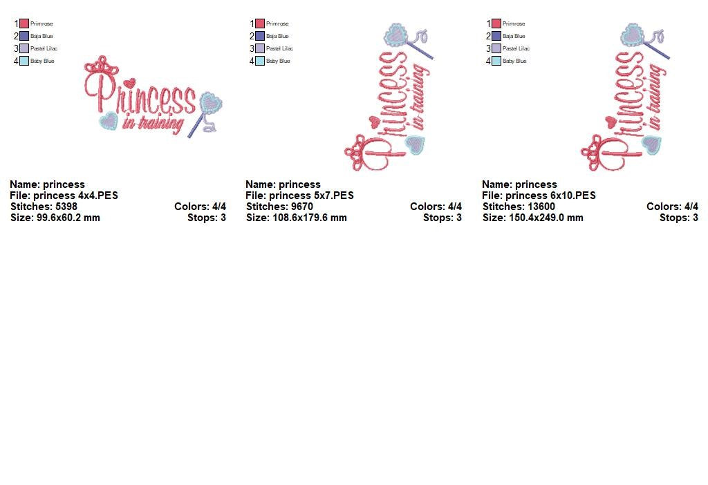 Princess in Training – Satin Stitch – Machine Embroidery Design