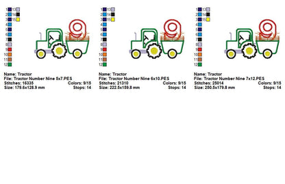 Farm Tractor Number 9 - Appliqué – Machine Embroidery Design