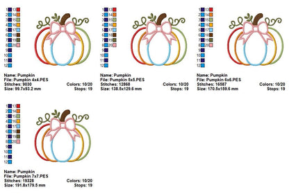 🎃 Pumpkin with Bow – Applique – Machine Embroidery Design 🎀🍂