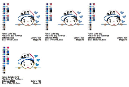 Little Boy With Cap - Applique - Machine Embroidery Design
