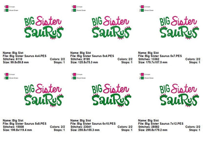 Big Sister Saurus – Fill Stitch – Machine Embroidery Design