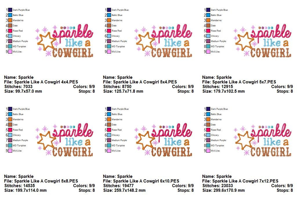 Sparkle Like a Cowgirl – Appliqué – Machine Embroidery Design