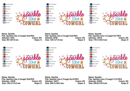 Sparkle Like a Cowgirl – Appliqué – Machine Embroidery Design