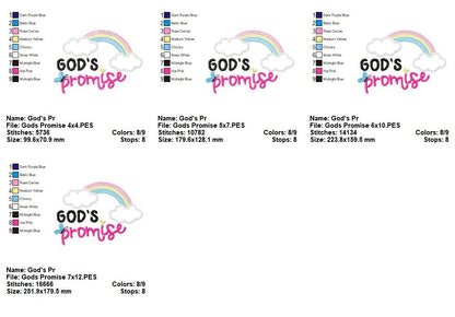 God’s Promise Rainbow – Appliqué – Machine Embroidery Design