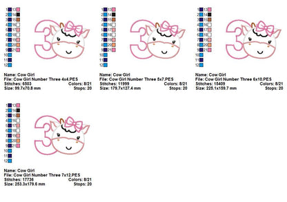 Sweet Cow Number Three - Applique - Machine Embroidery Design