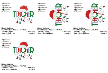 Christmas Teacher Magic - Fill Stitch - Machine Embroidery Design