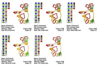 Sweet Farm Chicken with Chicks – Appliqué – Machine Embroidery Design