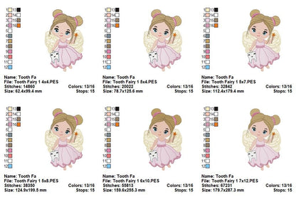Tooth Fairy Girl – Fill Stitch – Machine Embroidery Design
