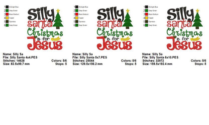 Silly Santa Christmas Is For Jesus - Fill Stitch – Machine Embroidery Design