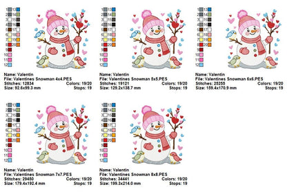 Sweet Valentine Snowman with Birds - Sketch Stitch – Machine Embroidery Design