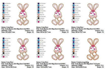 Sweet Baby Bunny Girl Big Ears - Appliqué - Machine Embroidery Design