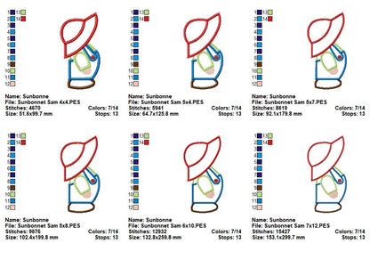 Sunbonnet Sam - Applique - Machine Embroidery Design