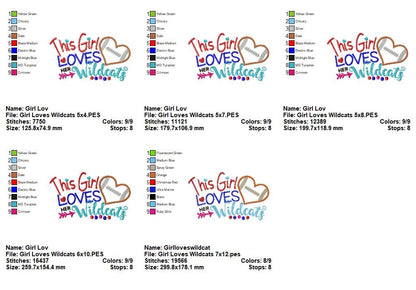 This Girl Loves Her Wildcats - Appliqué - Machine Embroidery Design