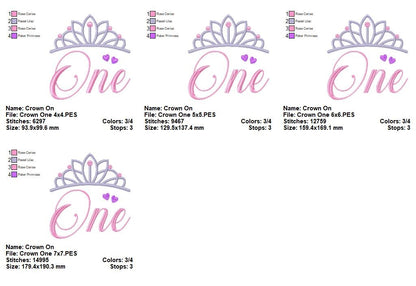 Princess Birthday One - Satin Stitch - Machine Embroidery Design