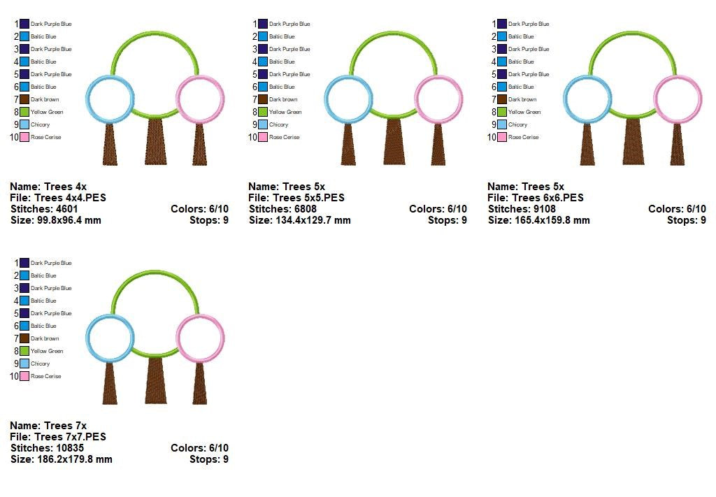 Whimsical Trio Trees - Appliqué – Machine Embroidery Design