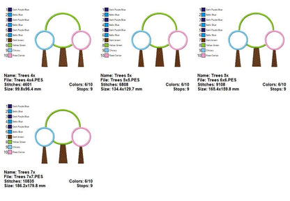 Whimsical Trio Trees - Appliqué – Machine Embroidery Design