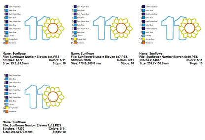 Sunny Number Eleven - Appliqué - Machine Embroidery Design