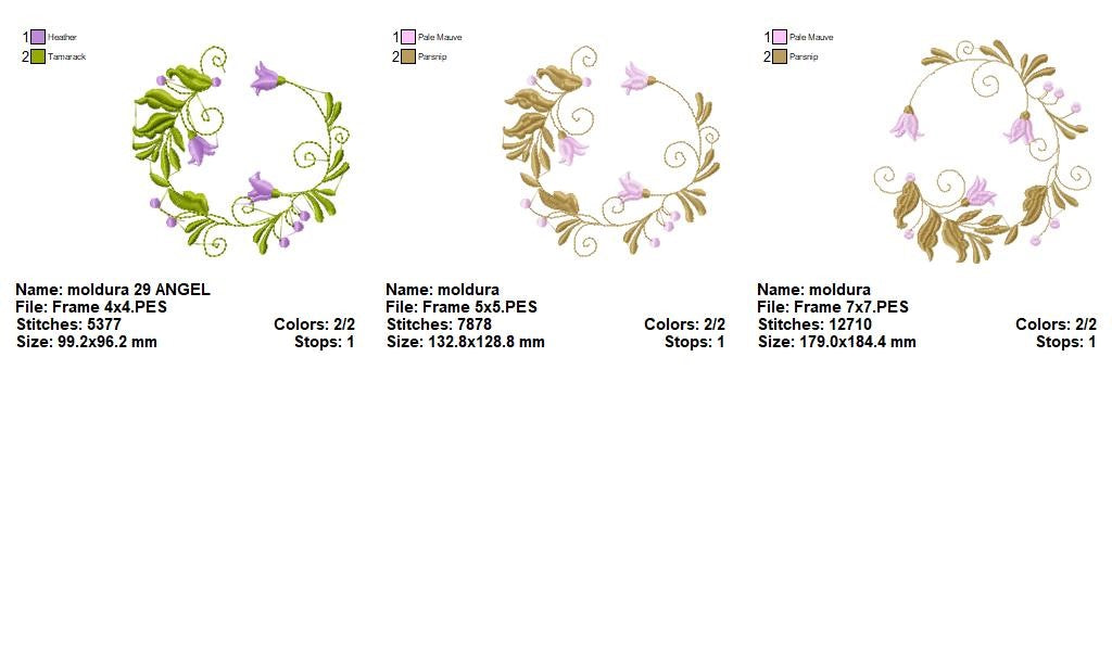 Enchanted Floral Wreaths - Satin Stitch - Machine Embroidery Design