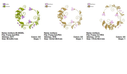 Enchanted Floral Wreaths - Satin Stitch - Machine Embroidery Design