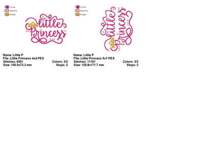 Little Princess – Satin Stitch – Machine Embroidery Design