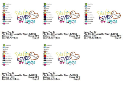 This Girl Loves Her Tigers – Appliqué – Machine Embroidery Design