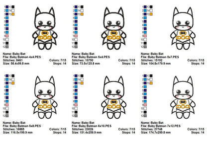 Baby Batman - Applique - Machine Embroidery Design