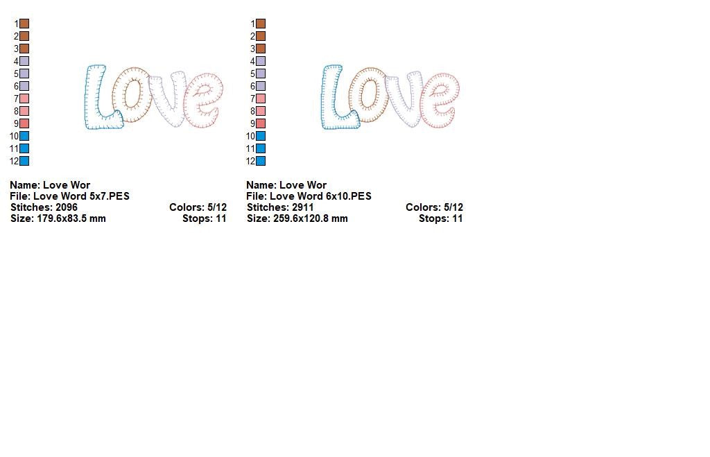 Sweet Patchwork LOVE Letters - Patchwork Stitch – Machine Embroidery Design