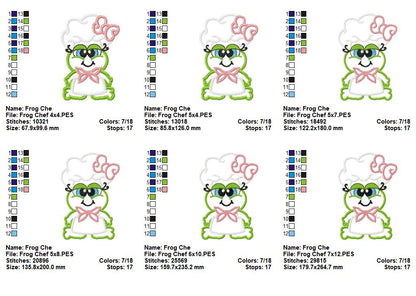 🍲 Cutie Frog Chef at Work 🐸 – Applique – Machine Embroidery Design