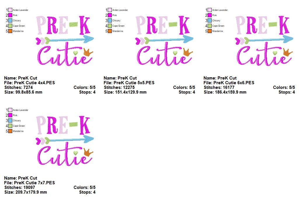 Pre-K Cutie - Satin Stitch – Machine Embroidery Design