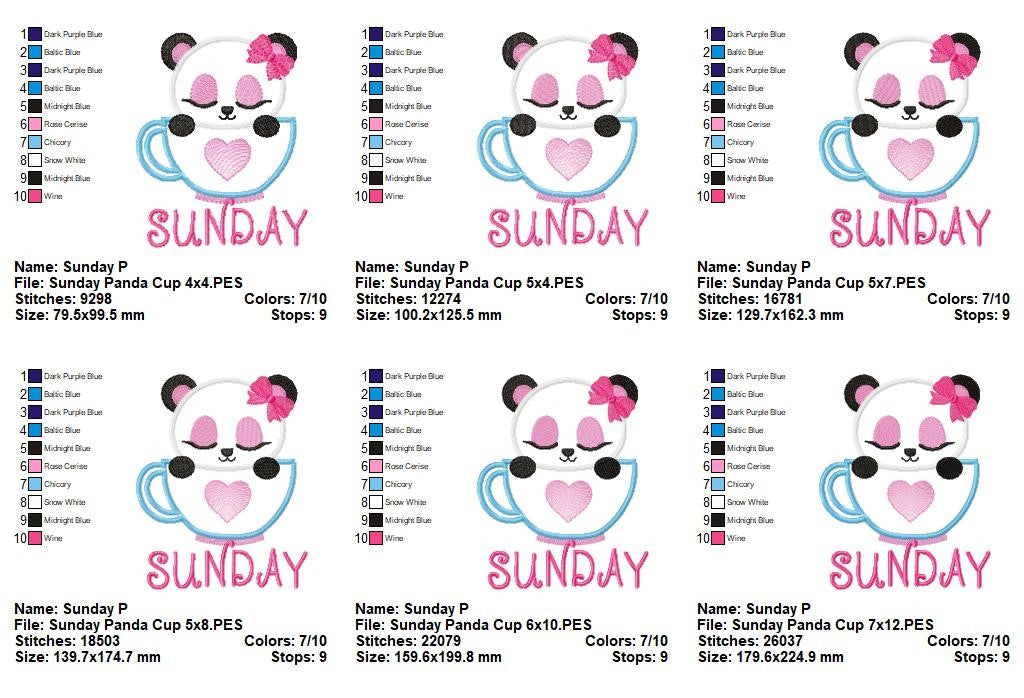 Cozy Cup Days of the Week Collection - Appliqué - Machine Embroidery Design