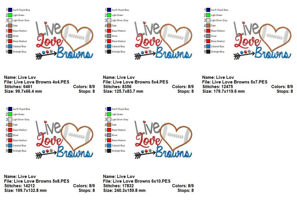 Live Love Browns – Appliqué – Machine Embroidery Design