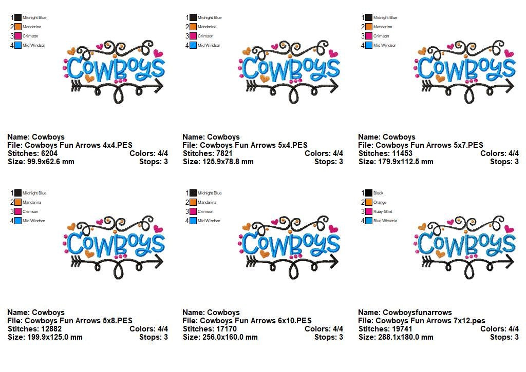 Cowboys Fun Arrows - Satin Stitch - Machine Embroidery Design
