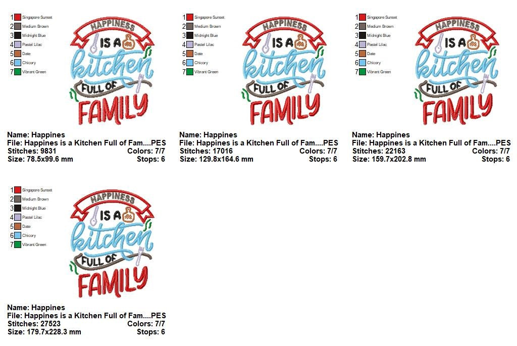 Kitchen Full of Family - Satin Stitch - Machine Embroidery Design
