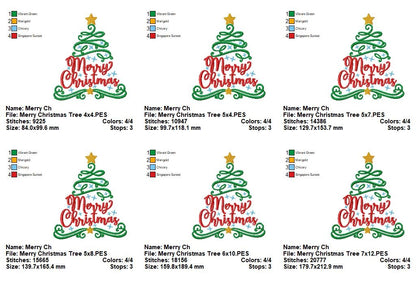 Merry Christmas Tree - Satin Stitch - Machine Embroidery Design
