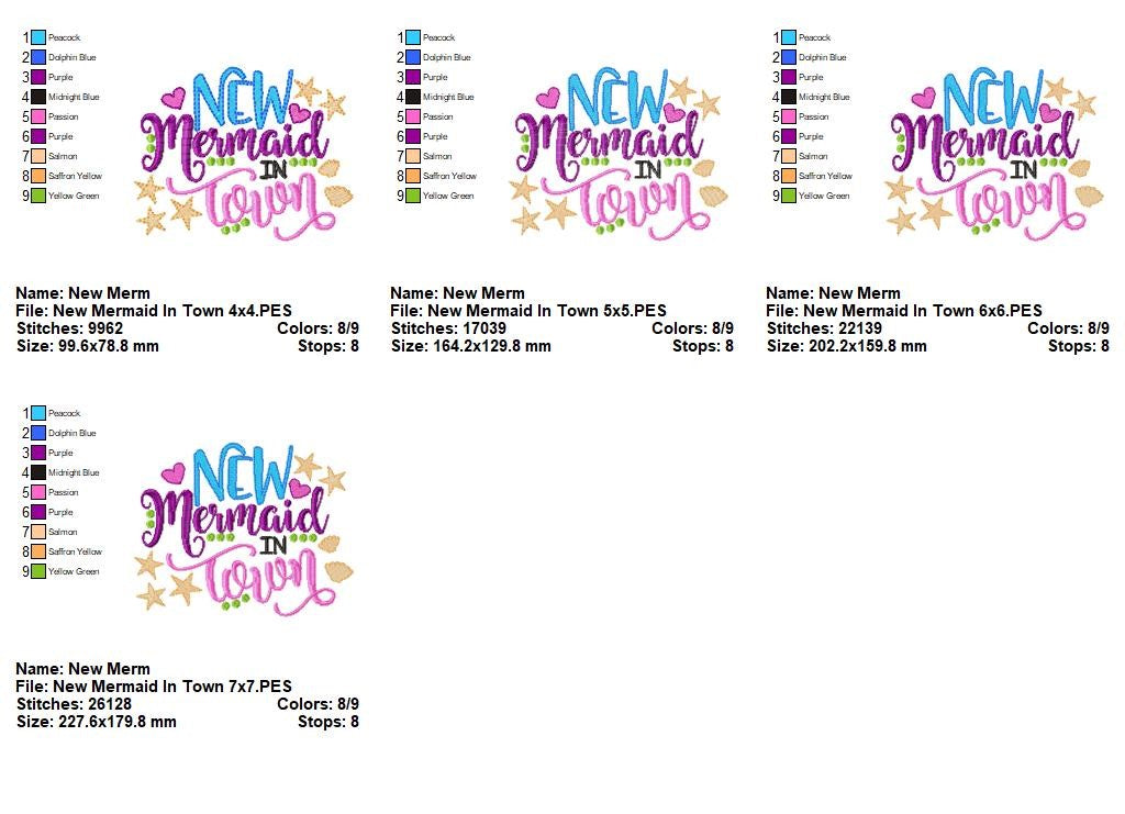 New Mermaid in Town – Fill Stitch – Machine Embroidery Design