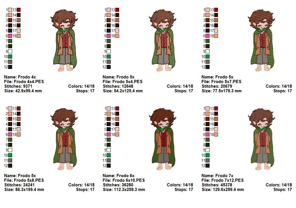 Frodo Hobbit Boy – Fill Stitch – Machine Embroidery Design