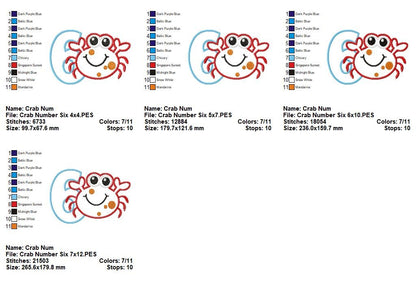 Crabby Birthday Numbers Collection - Appliqué - Machine Embroidery Design