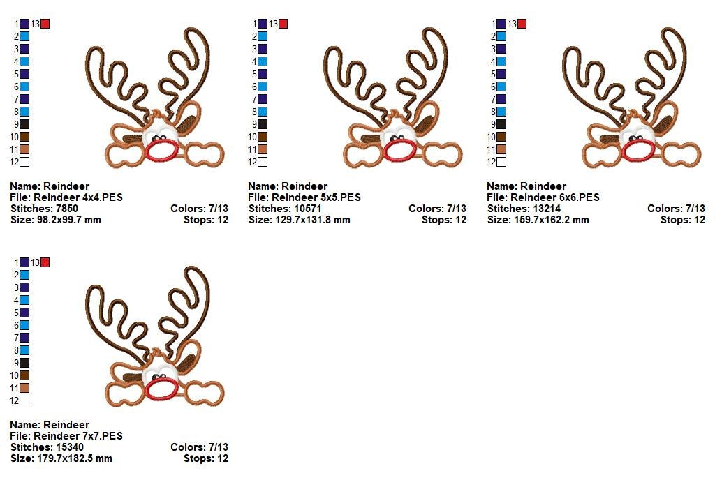 Silly Little Reindeer - Appliqué - Machine Embroidery Design