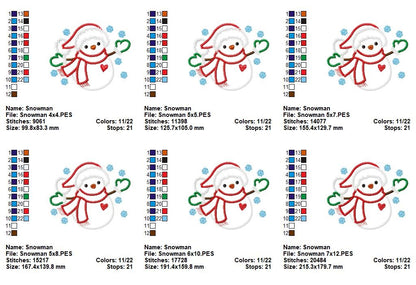 Sweet Christmas Snowman - Appliqué - Machine Embroidery Design