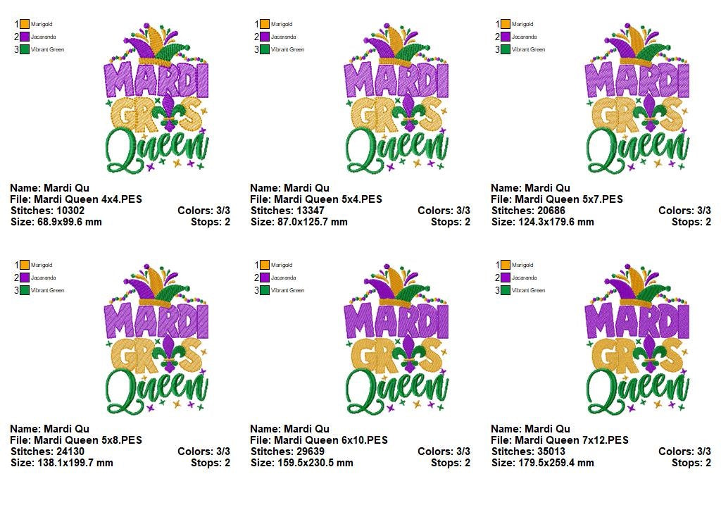 Mardi Gras Queen - Fill Stitch - Machine Embroidery Design