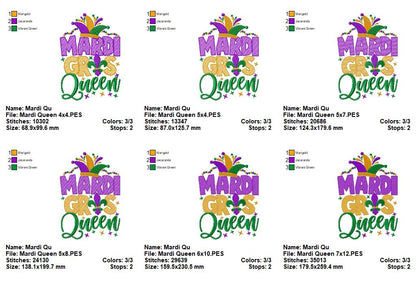 Mardi Gras Queen - Fill Stitch - Machine Embroidery Design