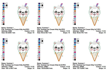 Sweet Ice Cream Kitty Delight - Appliqué – Machine Embroidery Design