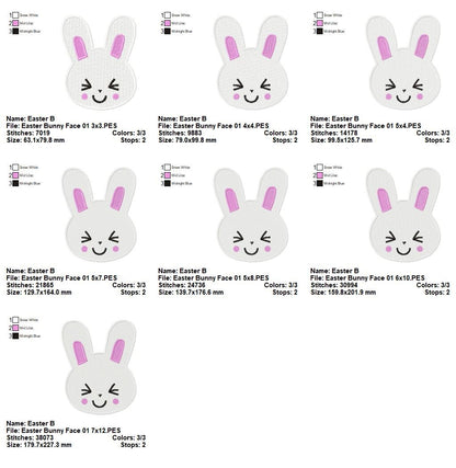 Cute Easter Bunny Faces Collection – Fill Stitch – Machine Embroidery Design