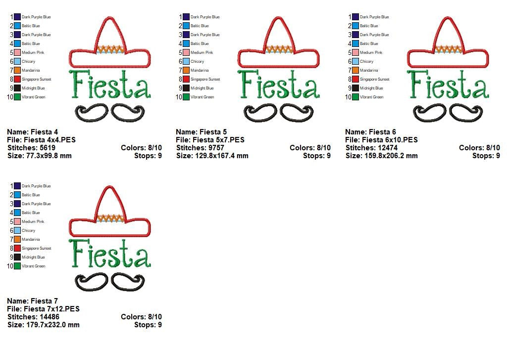 Fiesta Sombrero - Appliqué - Machine Embroidery Design