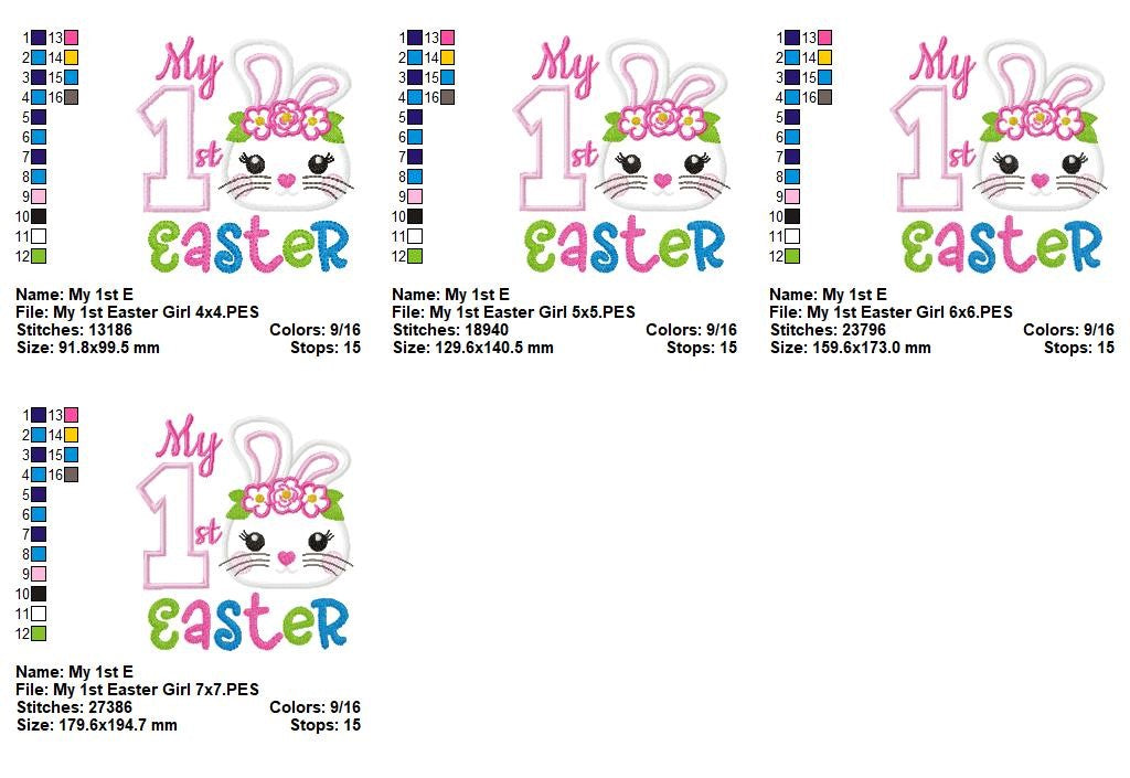 My 1st Easter Bunny Girl – Appliqué – Machine Embroidery Design