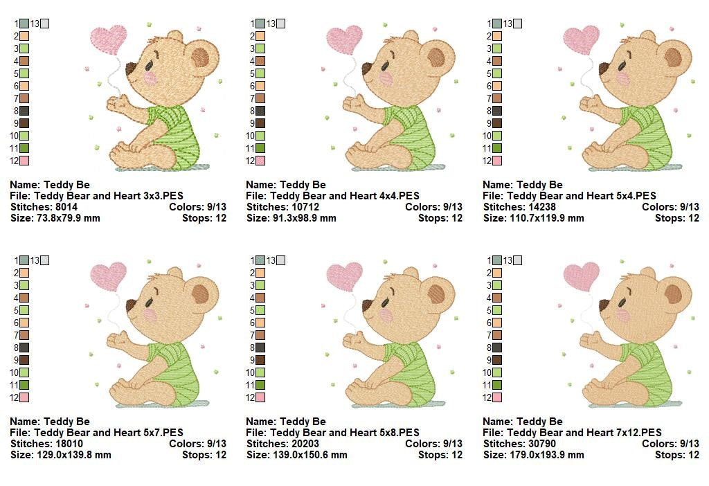 Sweet Teddy Love - Fill Stitch - Machine Embroidery Design