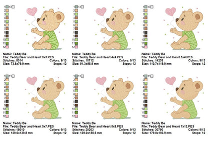 Sweet Teddy Love - Fill Stitch - Machine Embroidery Design