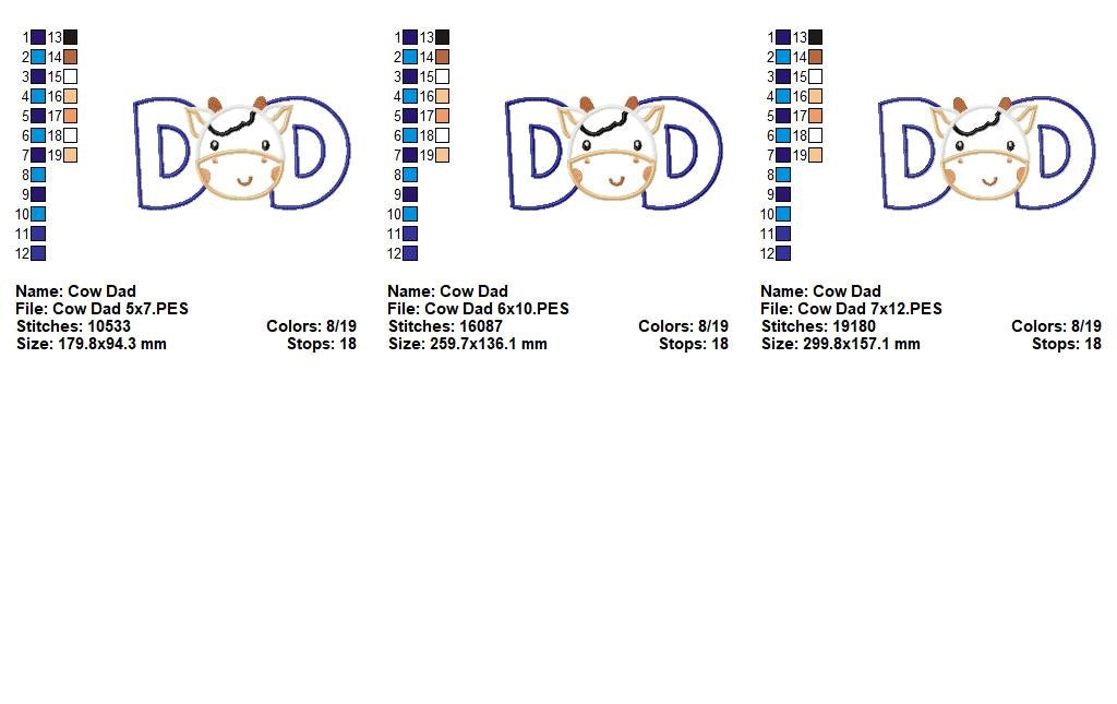 Sweet Cow Mom Dad Appliqué Set – Appliqué – Machine Embroidery Design