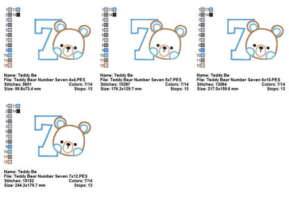 Teddy Bear Birthday Numbers Applique Bundle - Applique - Machine Embroidery Design