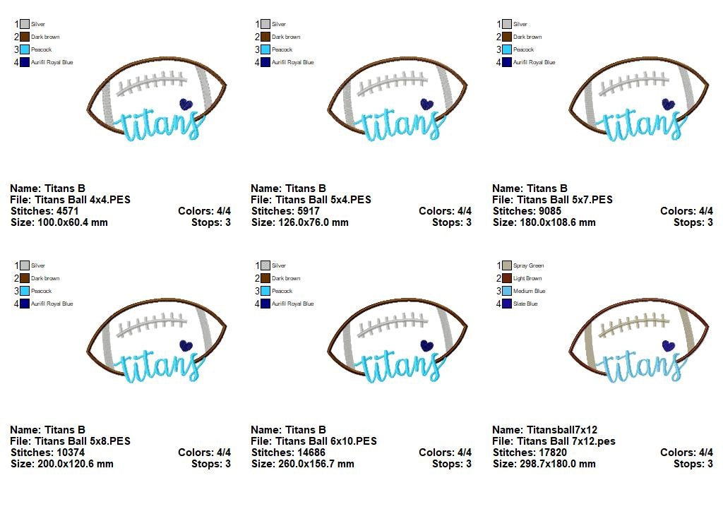 Titans Football Name – Satin Stitch – Machine Embroidery Design